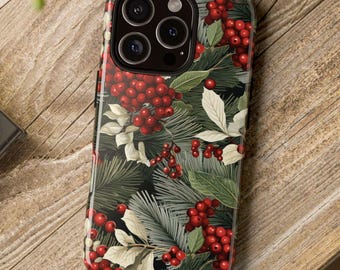 冬用スマホケース、iPhone 16 Pro、15 Plus、15 Pro Max、Samsung S21-25、Google Pixel 9、8、7、6用クリスマススマホケース、冬用花柄スマホケース
