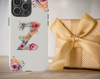 Letter Z Boho IPhone Case, Floral IPhone 15 Pro Max Case, S23 Ultra Case, Pixel 7 Case, Pixel 6 Cell Phone Case, Large Monogram Phone Case
