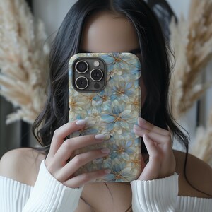 Iridescent Stained Glass Floral Mosaic Design Tough Case For iPhone 16/15 Pro Max, S24 Ultra/Pixel 8 Pro Cover, Flower Lover Perfect Gift