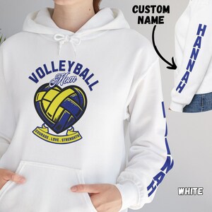 Sudadera personalizada de mamá de voleibol, sudadera con capucha de mamá de voleibol, regalo del día del juego para mamá de voleibol, cuello redondo de mamá de touchdown, camisa de voleibol con nombre