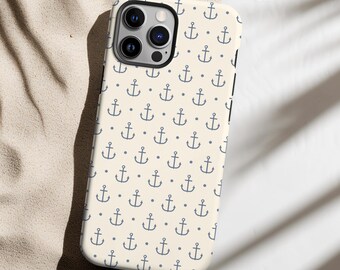 Funda de teléfono con ancla azul océano para iPhone 16, 15, 14, 13, S24, S23, elegante funda para amantes del mar, estética náutica para Pixel 9Pro XL,8