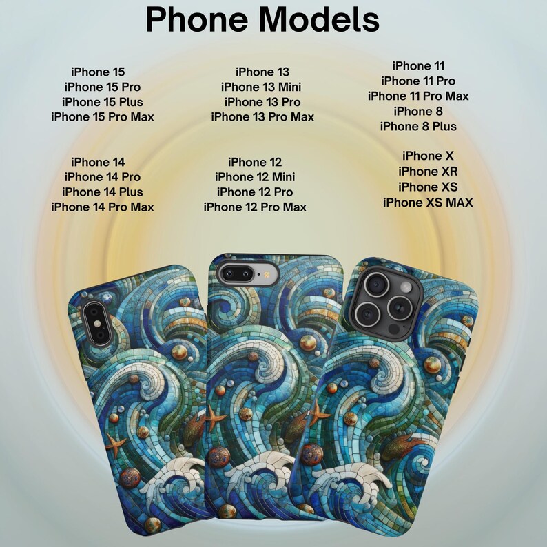 Sea Waves Stained Glass Mosaic Tile Phone Case, Mosaic Tiles Case ...