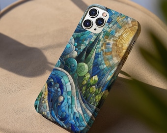 Vintage Stained Glass Mosaic Tile Phone Case, Mosaic Tiles Pattern Cover, iPhone 16 15 14 Pro Max, Pixel 9 8 Pro, Galaxy S24 S23 S22 Ultra