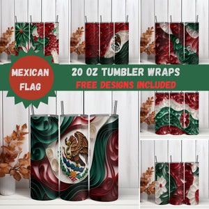Mexican Flag Tumbler Wrap, Mexican Flag PNG, Cinco De Mayo, PNG Straight Tumbler, 20 Oz Skinny Tumbler Sublimation, Instant Digital Download