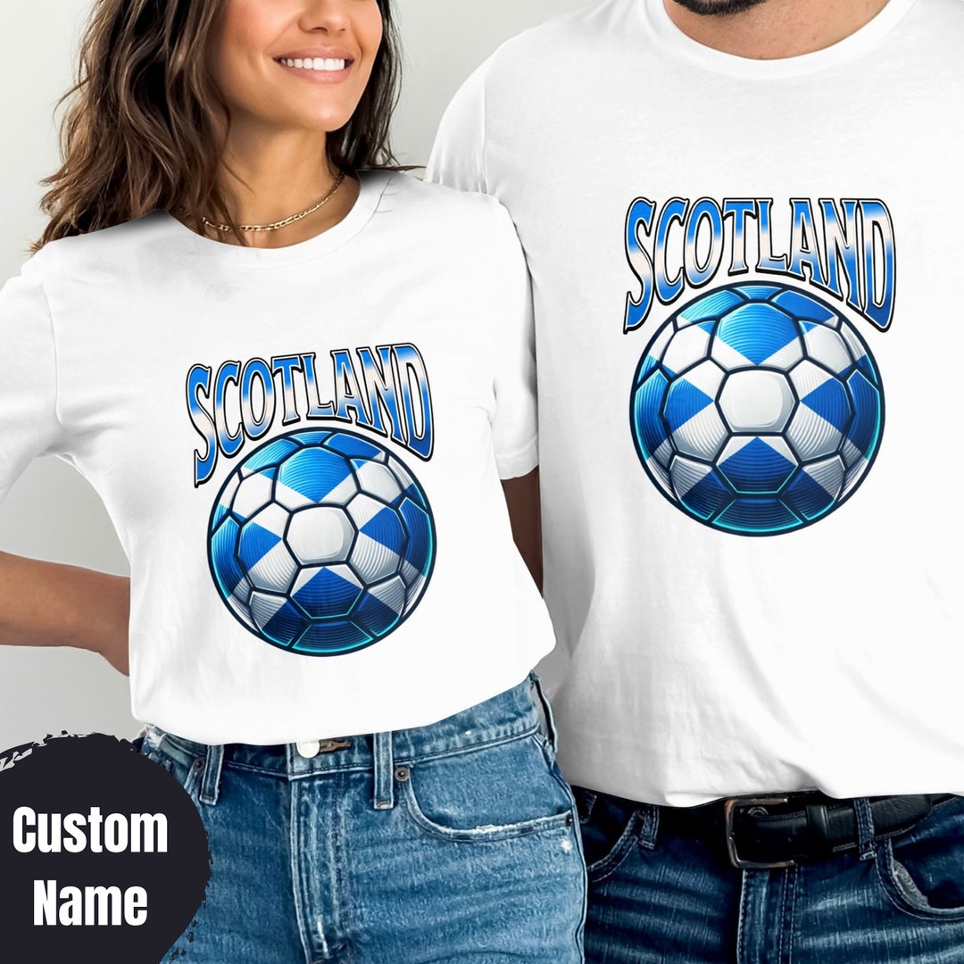 Custom Name Scotland Soccer Ball T-shirt, Scottish Football Fan Tee ...