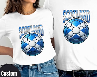 Camiseta con balón de fútbol de Escocia con nombre personalizado, camiseta para aficionados al fútbol escocés, camiseta de apoyo al equipo nacional, camisetas del día del partido, regalo para los amantes del fútbol