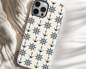 Funda de teléfono con ancla azul marino para iPhone 16, 15, 14, 13, S24, S23, elegante funda para amantes del mar, estética náutica para Pixel 9Pro XL,8