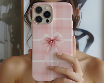 iPhone 16 Pro Max、15、14 Plus用ピンクコケットボウ保護カバー、トレンディで美しいS24ウルトラガーリー電話ケース、彼女へのプレゼントに最適