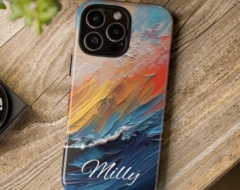 Personalised Art Colorful Oil Paint Tough Case for iPhone 16, 15, 14 Pro Max, S24, Pixel 8, Gift For Artist, Colorful Abstract Phone Case