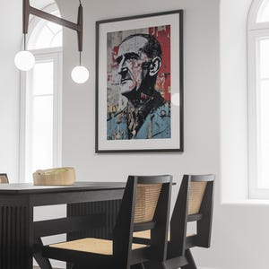 Graffiti Portrait of Charles de Gaulle Digital Print, French Wall Art, Unique Home Decor, French History Art, Gift for Art Lovers France Art