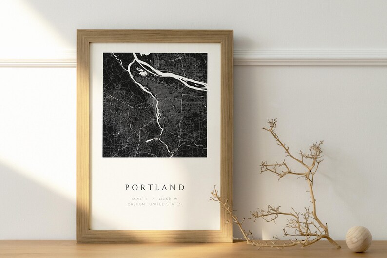 Portland-Stadtplan zum Ausdrucken | Minimalistische Wanddekoration mit ...