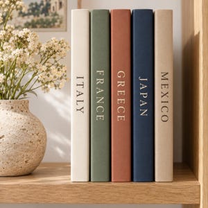 Personalized Travel Coffee Table Books, Custom Country Book Stack, Decorative Shelf Journals, Places We Have Traveled Gift