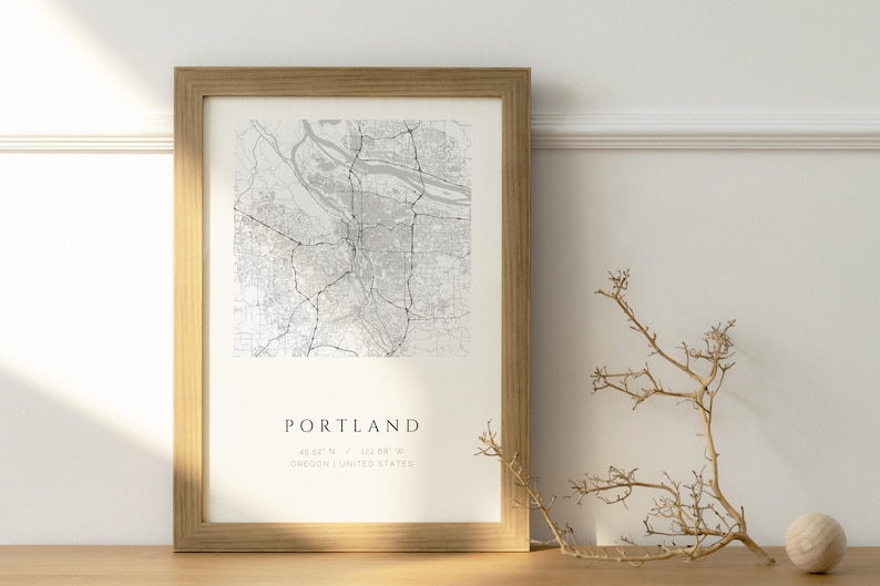 Portland-Stadtplan zum Ausdrucken | Minimalistische Wanddekoration mit ...
