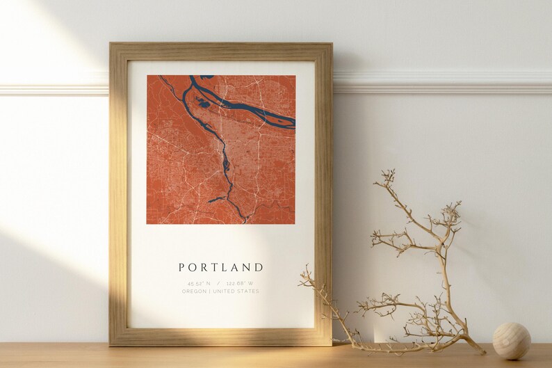 Portland-Stadtplan zum Ausdrucken | Minimalistische Wanddekoration mit ...