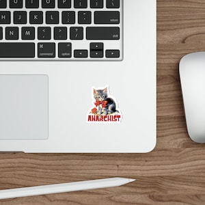 Anarchist kitten Die-Cut Sticker, Anarchy, Kitten, Cat, Sticker, Humor, Funny