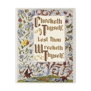 Check yourself before you wreck yourself Canvas Gallery Wraps, Phrase, Humor, Illuminated manuscript, Humorous, Gift for him, Gift for her