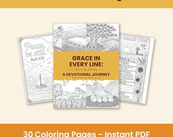 Bible Verse Coloring Book, 30 KJV Scripture Coloring Pages & Devotional Journal, Christian Adult Coloring PDF, Instant Download