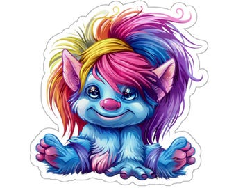 Rainbow Maned Monster Sticker | Whimsical Die-Cut Vinyl Art