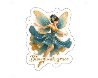 Bloom With Grace fairy illustration Sticker | Die-Cut Sticker