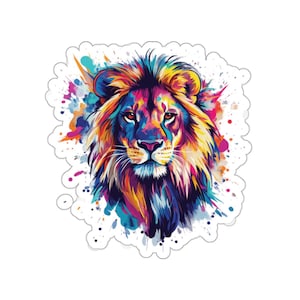 Multi-Colored Lion Sticker: Vibrant Animal Art