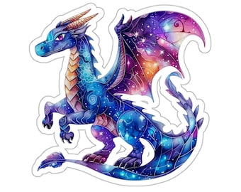 Cosmic Galaxy Dragon Sticker | Die-Cut Vinyl Art (Matte Finish)