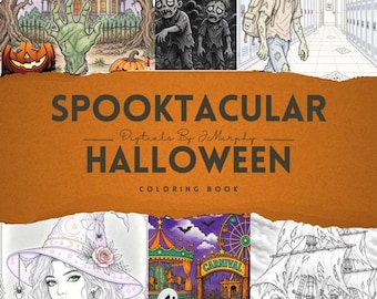 Halloween Coloring Book for Teens, 30 Witch Zombie Ghost Coloring Pages, Spooky Printable PDF, US Letter, Instant Download