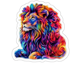 Rainbow Lion die-cut sticker | Colorful Mane vinyl decal