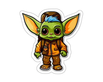 Green Gremlin Die-Cut Sticker | Adventure Creature Vinyl Decal