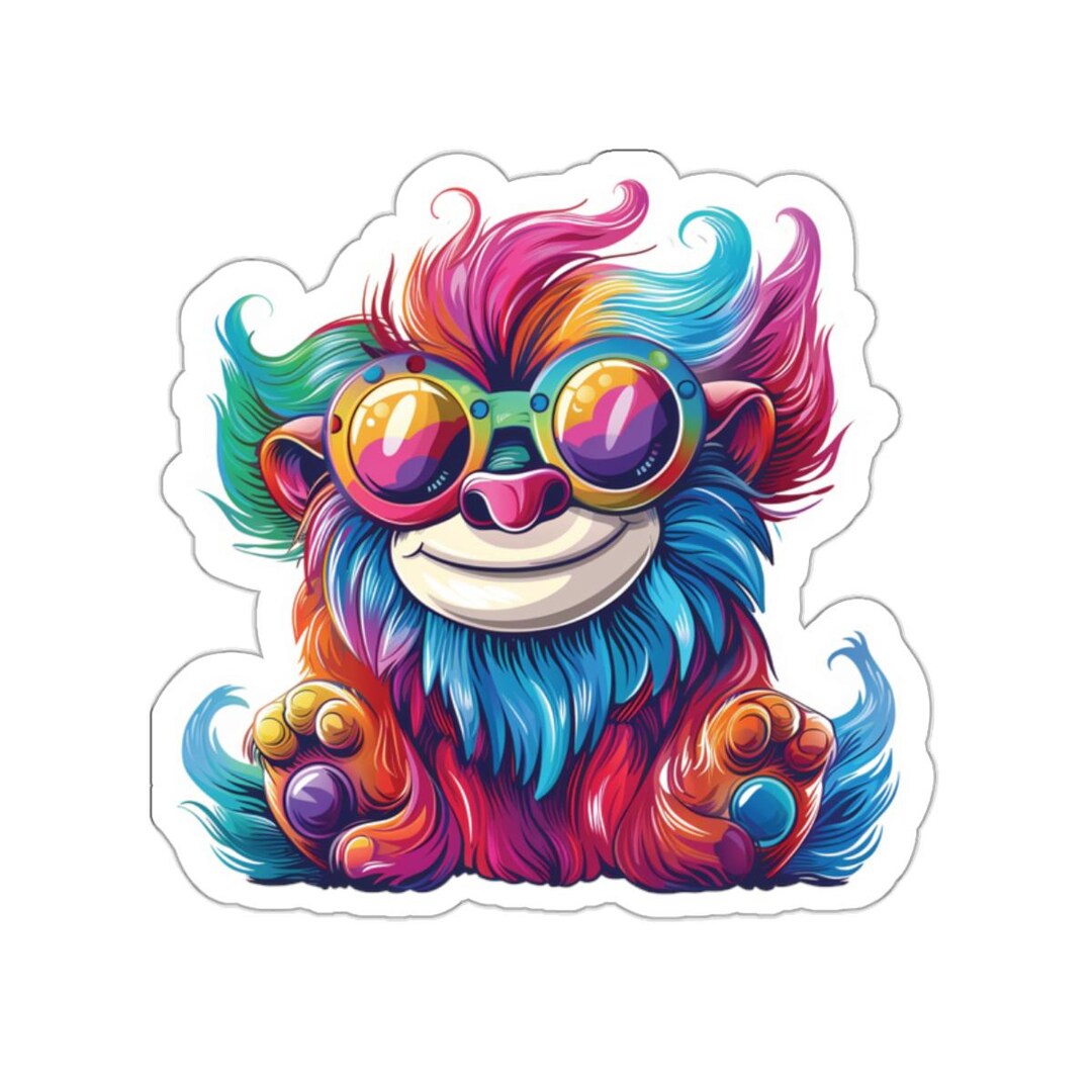 Monster Computer Sticker Rainbow Fuzzy Monster Sticker | Die-cut Vinyl Creature (water-resistant ...