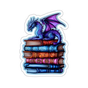 Dragon Wings Die-Cut Sticker - Books of Dragons Blue and Purple Wings sticker, Fantasy Decal, Laptop Decal, Planner Sticker, Book Lover