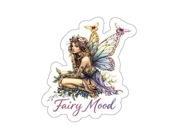 Pastel Fairy Illustration Sticker | Whimsical Woodland Die-Cut Vinyl