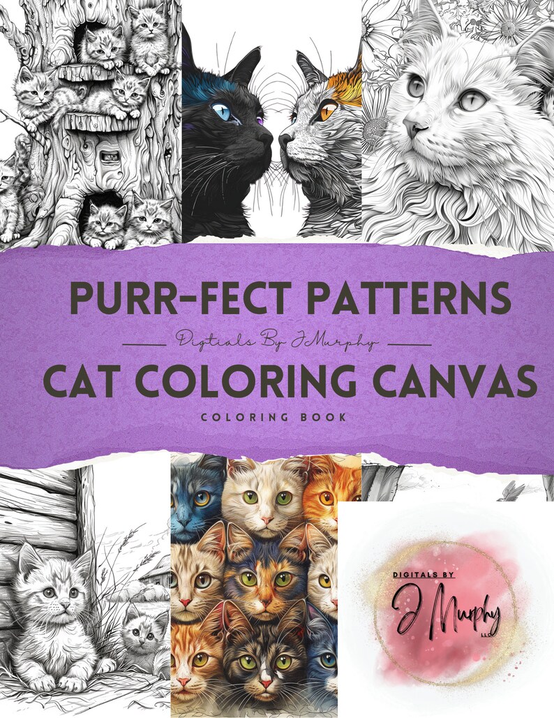 Purr-fect Patterns: Cat Coloring Canvas, Coloring Book - Etsy