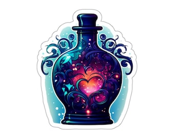 Heart Potion Bottle Sticker | Die-Cut Sticker, Magical Vial Design