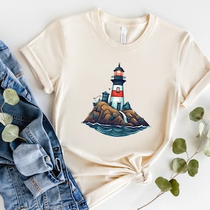 Lighthouse Shirt, Lighthouse Tee, Lighthouse t shirt, Shirt for ocean lovers, Cartoon style lighthouse shirt, Animated Lighthouse design.