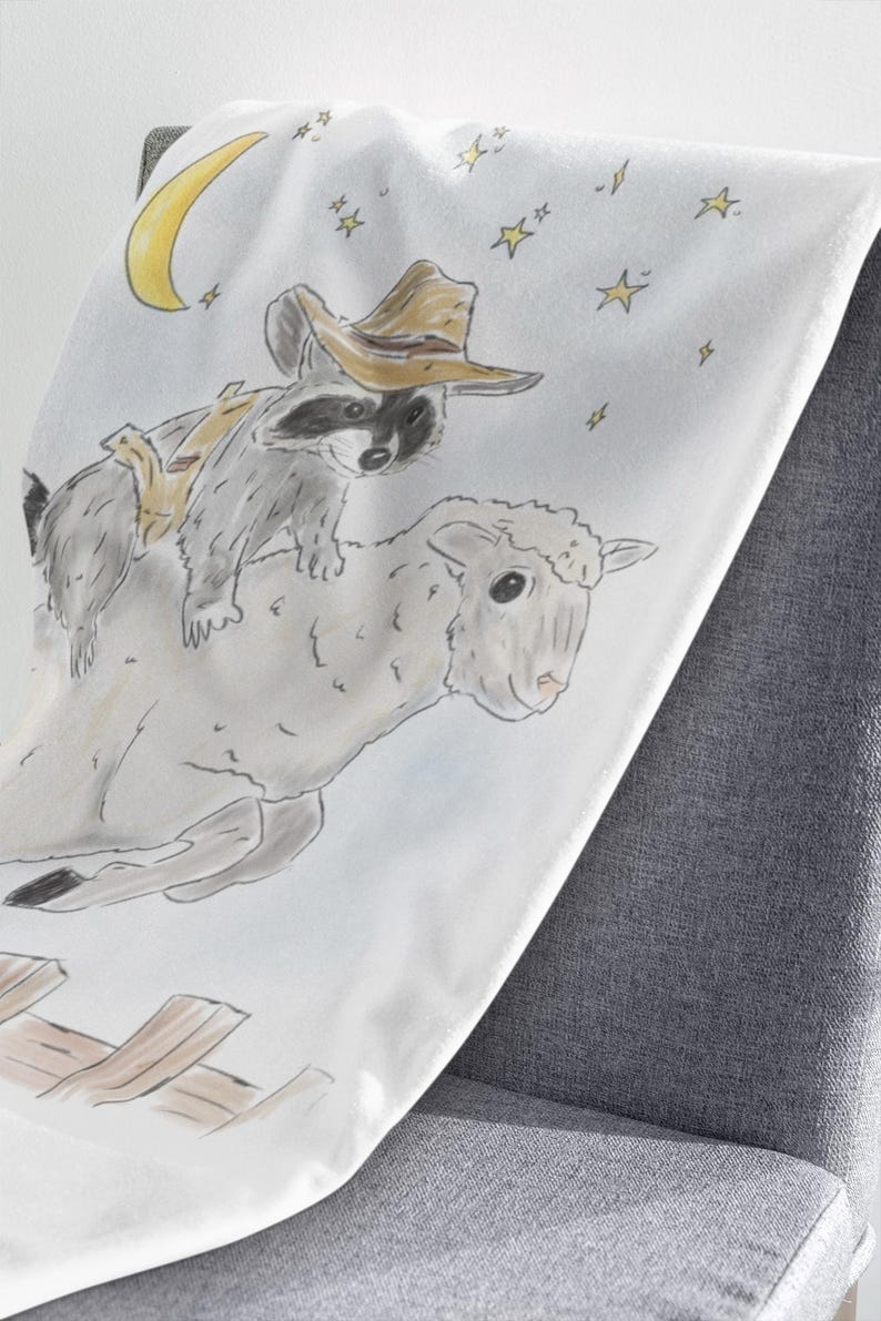 Cozy Plush Blanket with Schlurpi the Raccoon Riding a Sheep | Perfect Gift for Raccoon Fans | 50x60" (127x152 cm)