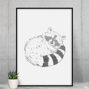 Schlurpi Waschbär Poster – Exklusiver Kunstdruck | Bleistiftskizze Poster | Museumspapier 12"x16", 14"x18", 16"x20"