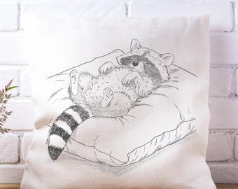 Cozy Raccoon Pillowcase | Adorable Pet Decor, Animal Lover Gift, Cute Home Accent, Nursery Decor, Comfy Bedding
