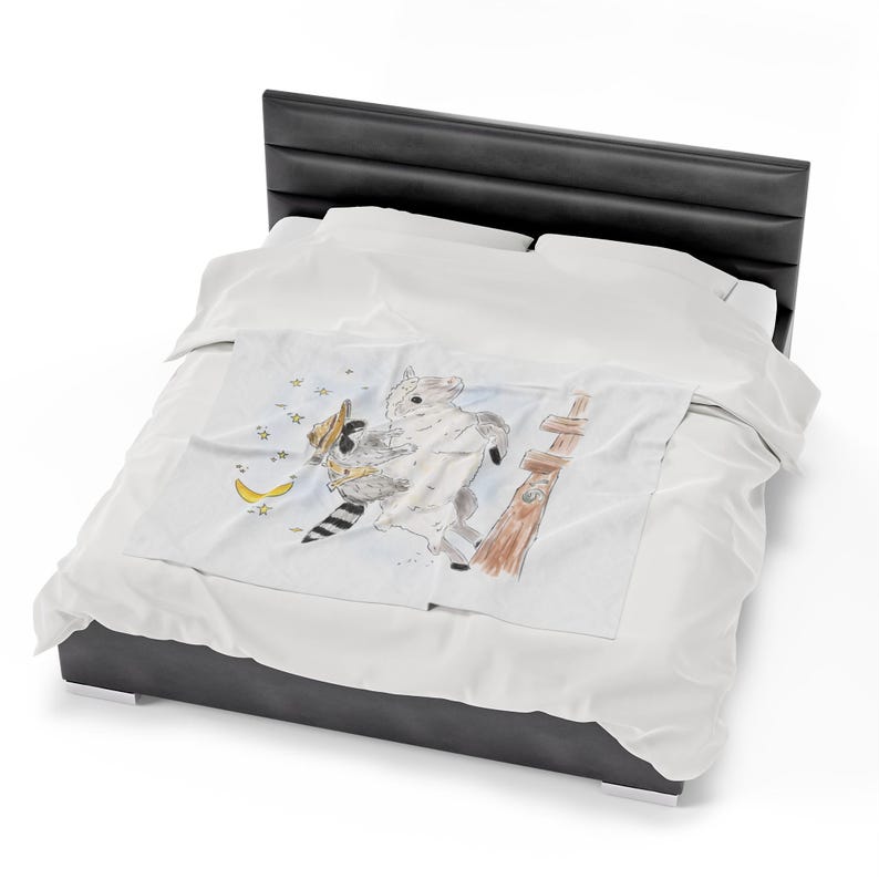 Cozy Plush Blanket with Schlurpi the Raccoon Riding a Sheep | Perfect Gift for Raccoon Fans | 50x60" (127x152 cm)