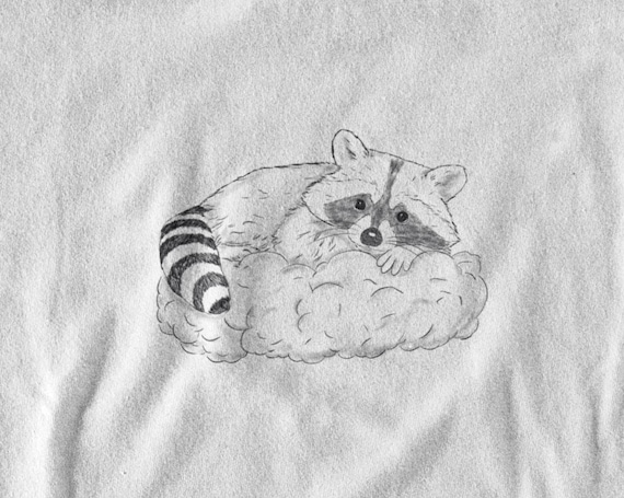 Schlurpi the Sleeping Raccoon – Unisex T-Shirt | Sustainable Cotton Shirt with Hand-Drawn Illustration