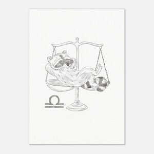 Schlurpi the Raccoon as Libra – A4 Unframed Zodiac Art Print on Matte 250gsm Fine Art Paper | Balanced and Cozy Horoscope Artwork