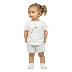 Cozy Sleeping Raccoon Design |  Classic Baby Crewneck T-Shirt - White | 100% Cotton