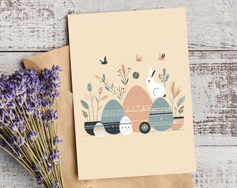 Minimalistic Easter Greeting Card - Digital Download - 5x7 Inches (12.7x17.78 cm) - Printable Easter Illustration - Instant PDF