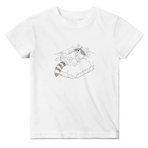 Cozy Sleeping Raccoon Design |  Classic Baby Crewneck T-Shirt - White | 100% Cotton