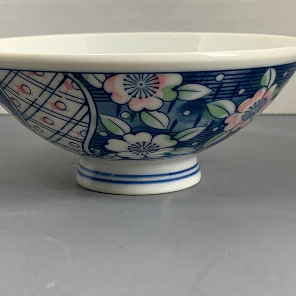 Japanese Dipping Rice Bowls Asian Sauce Soup Tea Noodles Fish Sushi Eggs, Perfect Vintage Porcelain Blue Pink Green Kitchen Collectible