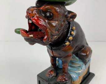 Ole Puffer Bulldog Cigar Cast Iron Mechanical Bank, 5 Cent Cigar