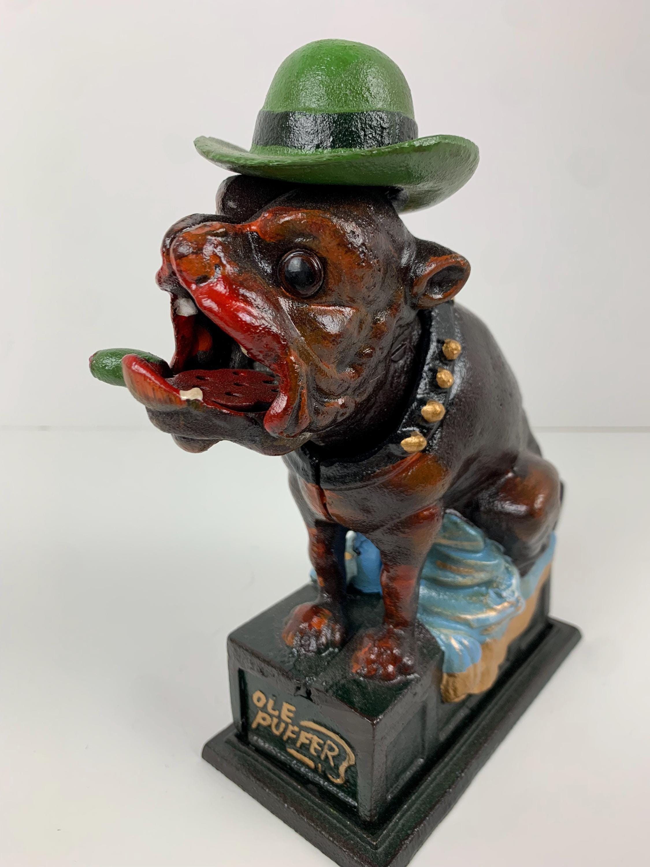 A*A様 Ole Puffer Bulldog シガー鋳鉄製機械式貯金箱 Ole Puffer Bulldog Cigar Cast Iron Mechanical Bank, 5 Cent Cigar