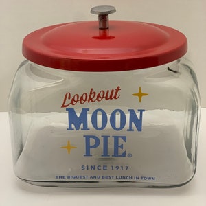 Moon Pie Counter Jar with Lid Country Store Display Cookie Jar Candy Jar Kitchen Counter Top Display Storage Country Store Look Cannister
