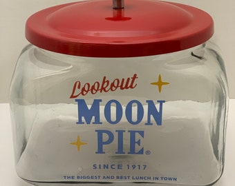 Moon Pie Counter Jar with Lid Country Store Display Cookie Jar Candy Jar Kitchen Counter Top Display Storage Country Store Look Cannister