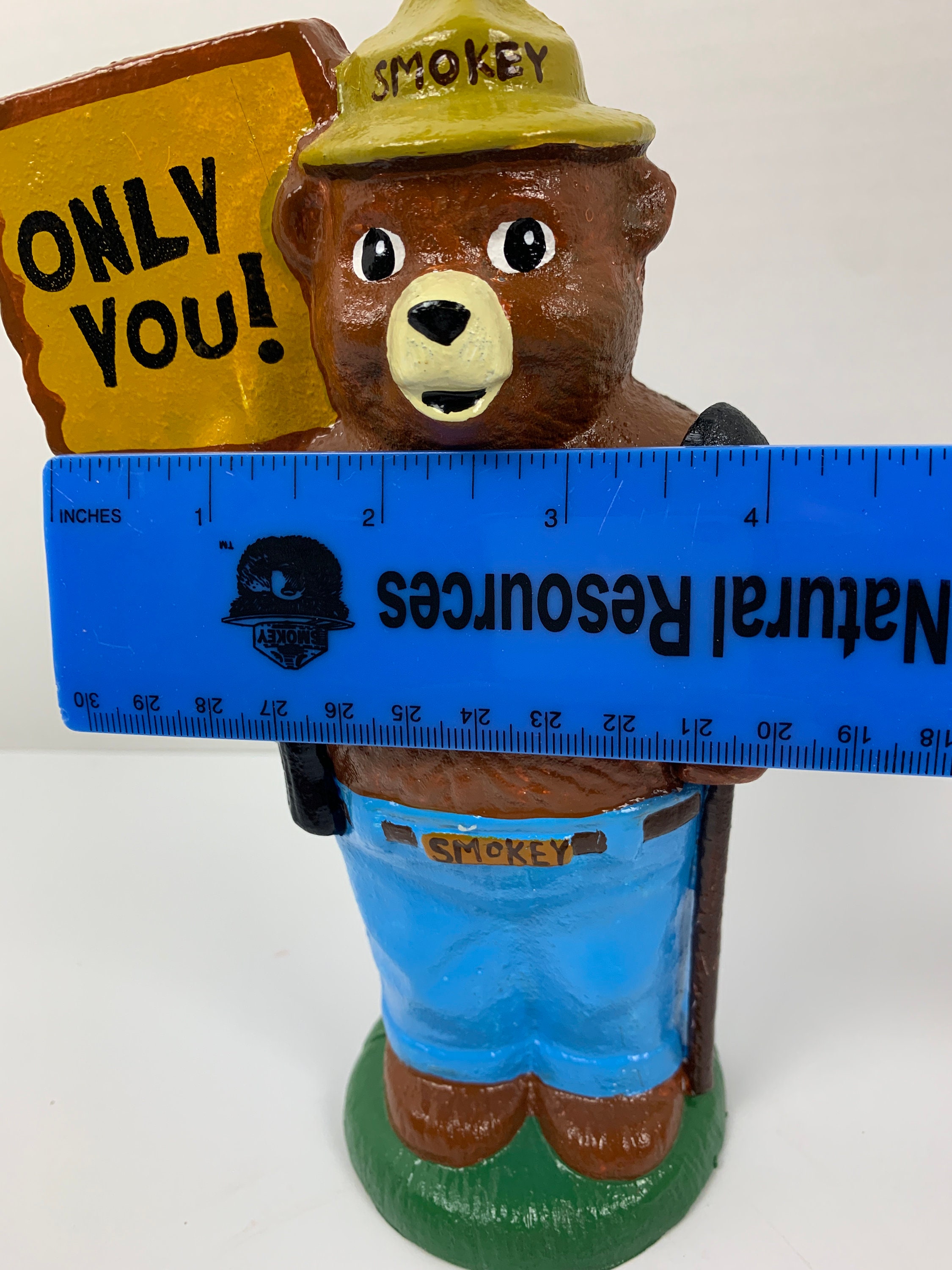 Smokey the Bear Cast Iron Bank Holding His Shovel and Only You