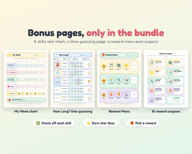 Executive Function Bundle, ADHD Friendly Visual Schedule, Chore Chart, Kids Journal, First Then Board image 3
